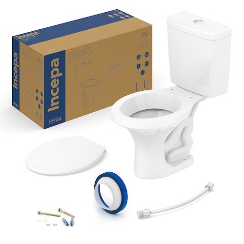 KIT VASO SANITARIO COM CAIXA ACOPLADA ZIP BRANCO E ASSENTO PP ECO