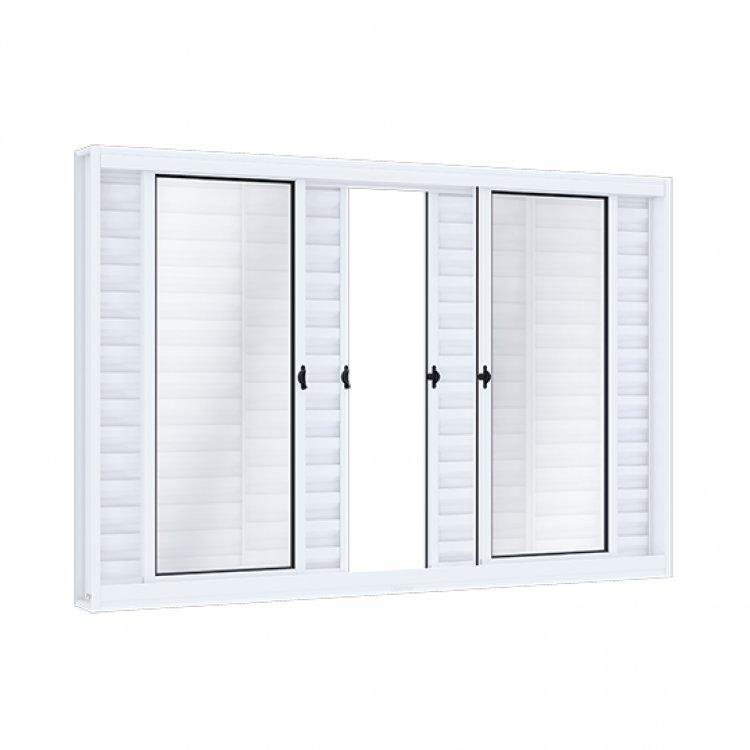 JANELA ACO/BRANCA VENEZIANA SEM GRADE 4 FOLHAS MOVEIS 2 FIXAS 100X120 RIOBRAS (2372.0)