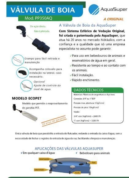 TORNEIRA BOIA BEBEDOURO 3/4 BSP AQUASUPER (VB34-150-PP350AQ-GR)