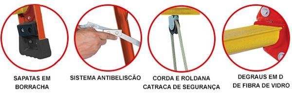 ESCADA FIBRA EXTENSIVEL PRO ROBUSTA 6,6M 24 DEGRAUS BOTAFOGO (EFR9930)
